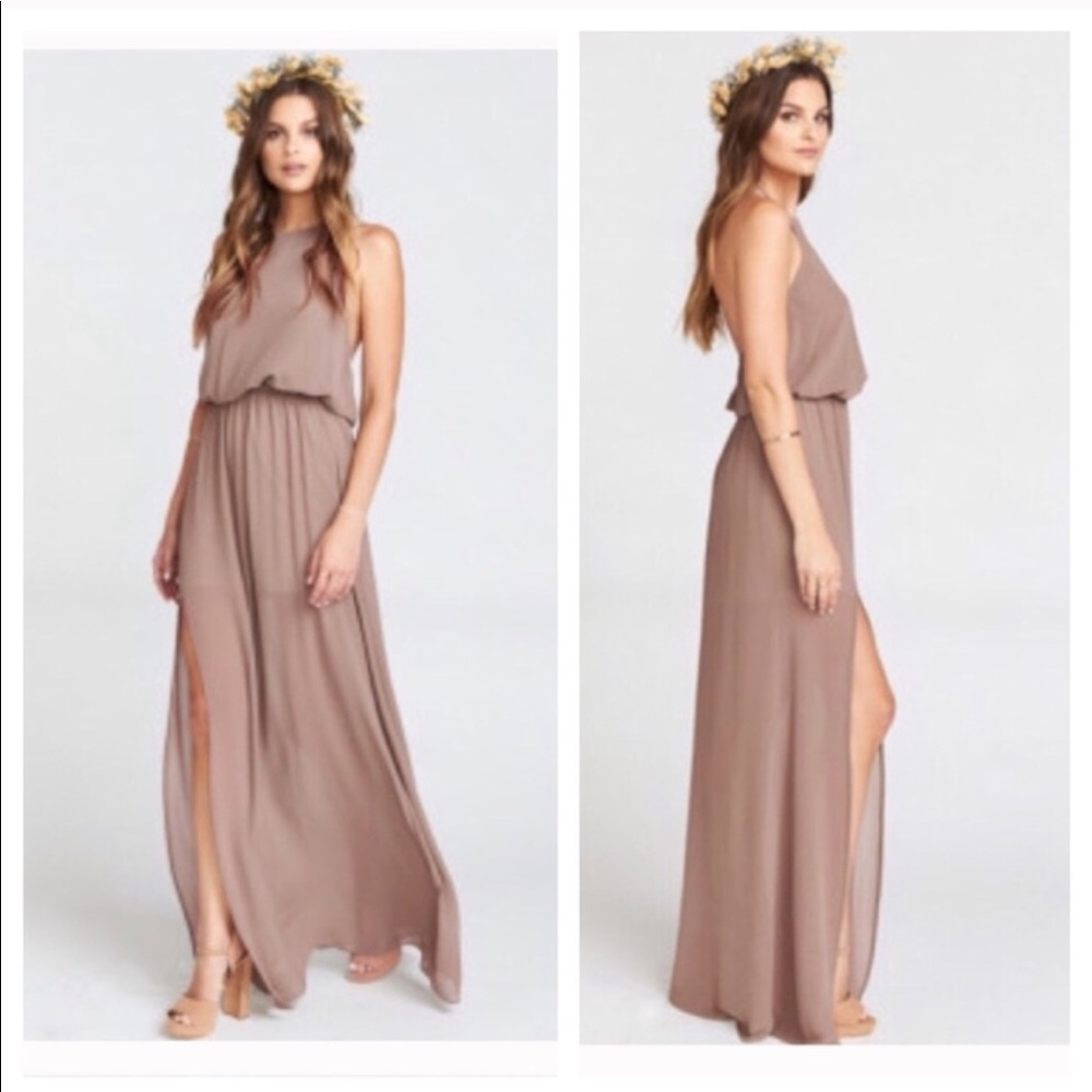 Show Me Your Mumu Dune Chiffon Heather Halter Maxi